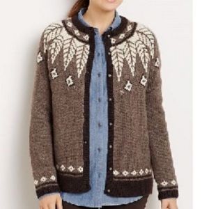 J Jill Wildwood Nordic Fair Isle Cardigan Sweater